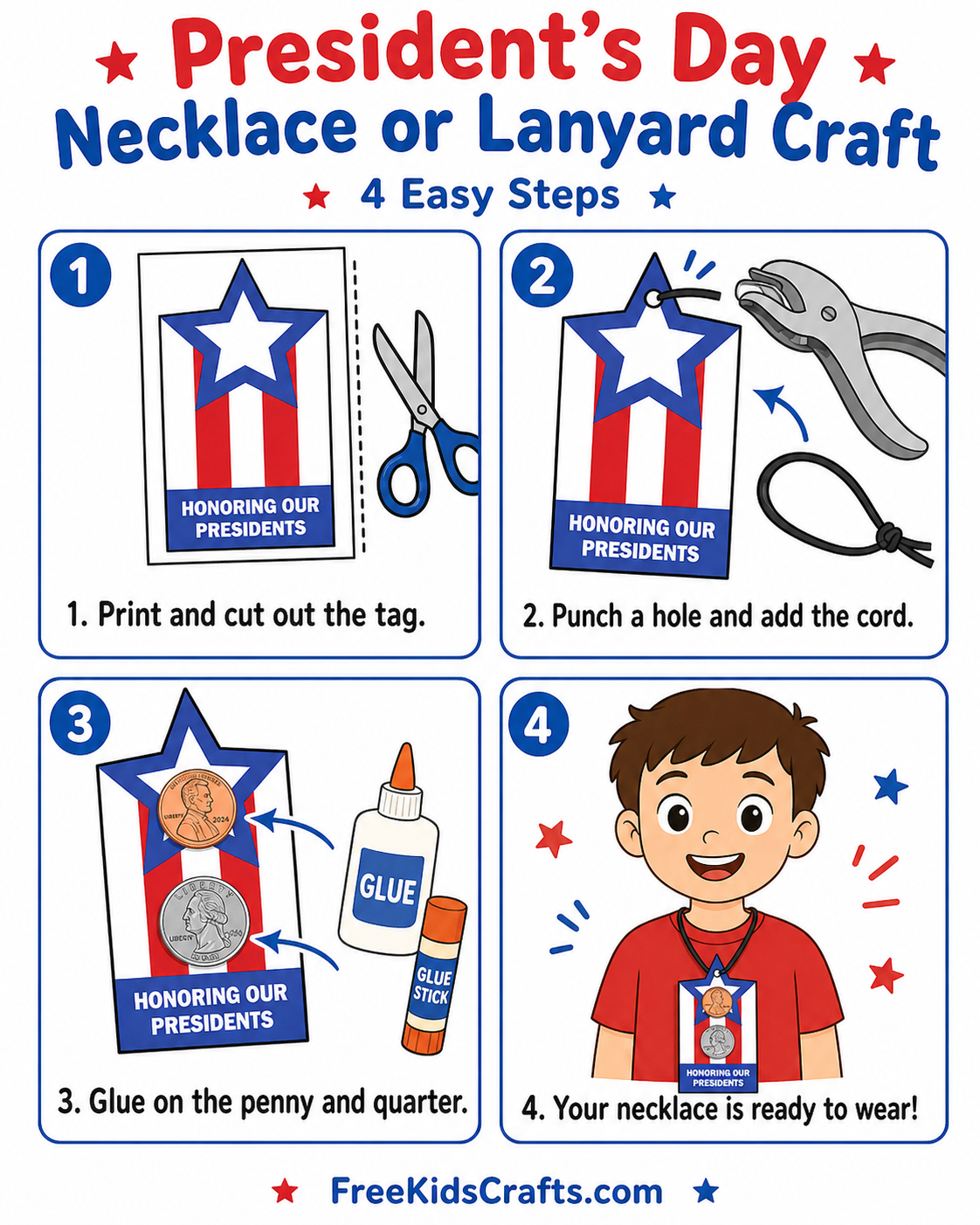 President’s Day necklace craft tutorial


