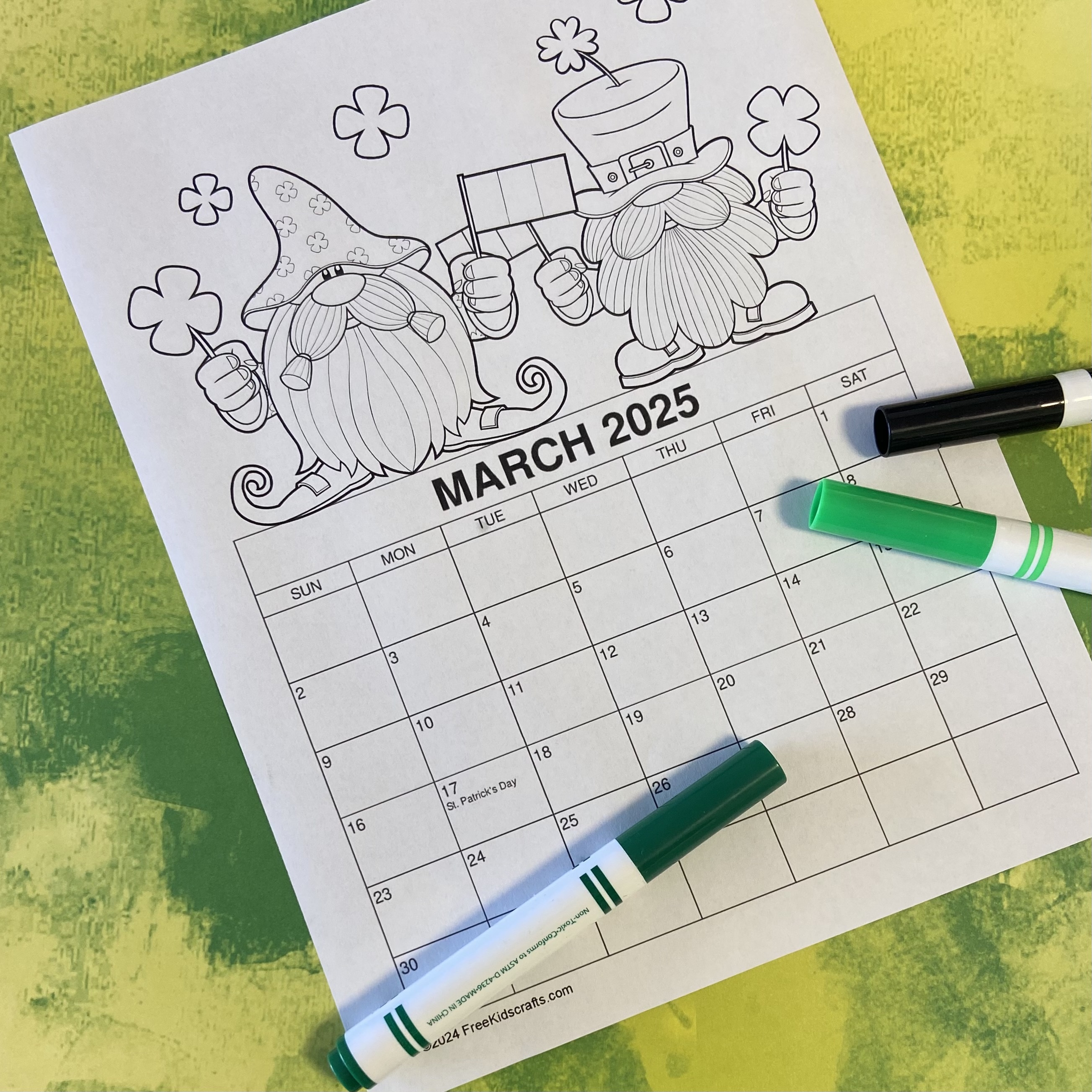 2025 March Coloring calendar craft