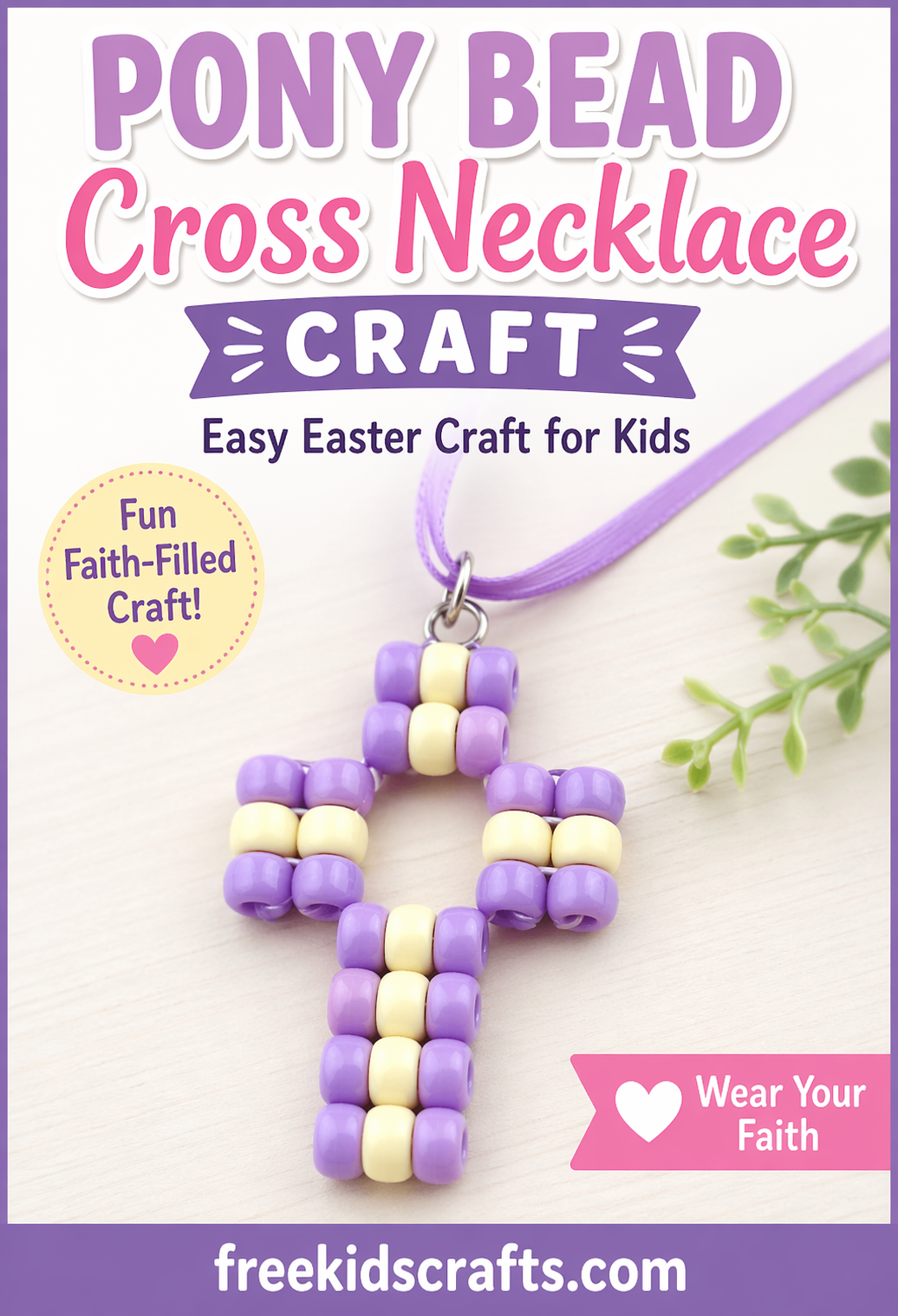 Pony Bead Cross Necklace Craft
