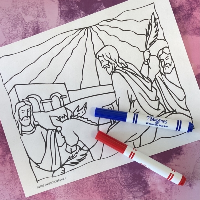 Jesus riding on a donkey coloring page