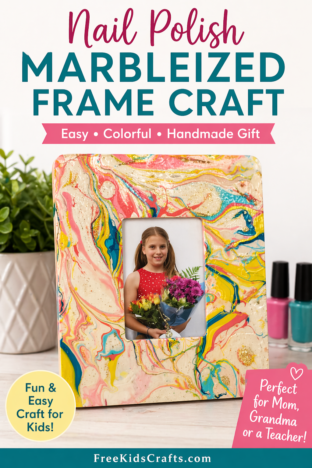 Marbleized photo frame craft tutorial

