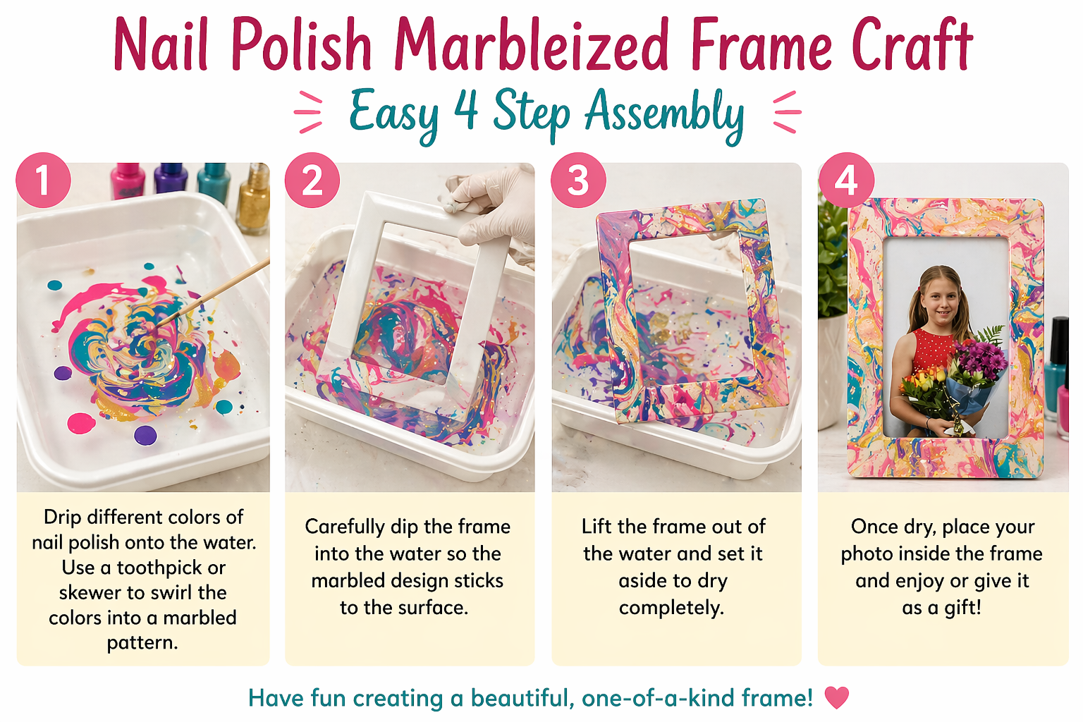 Nail polish marbleized frame tutorial

