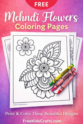 Mehndi Flowers Coloring Pages
