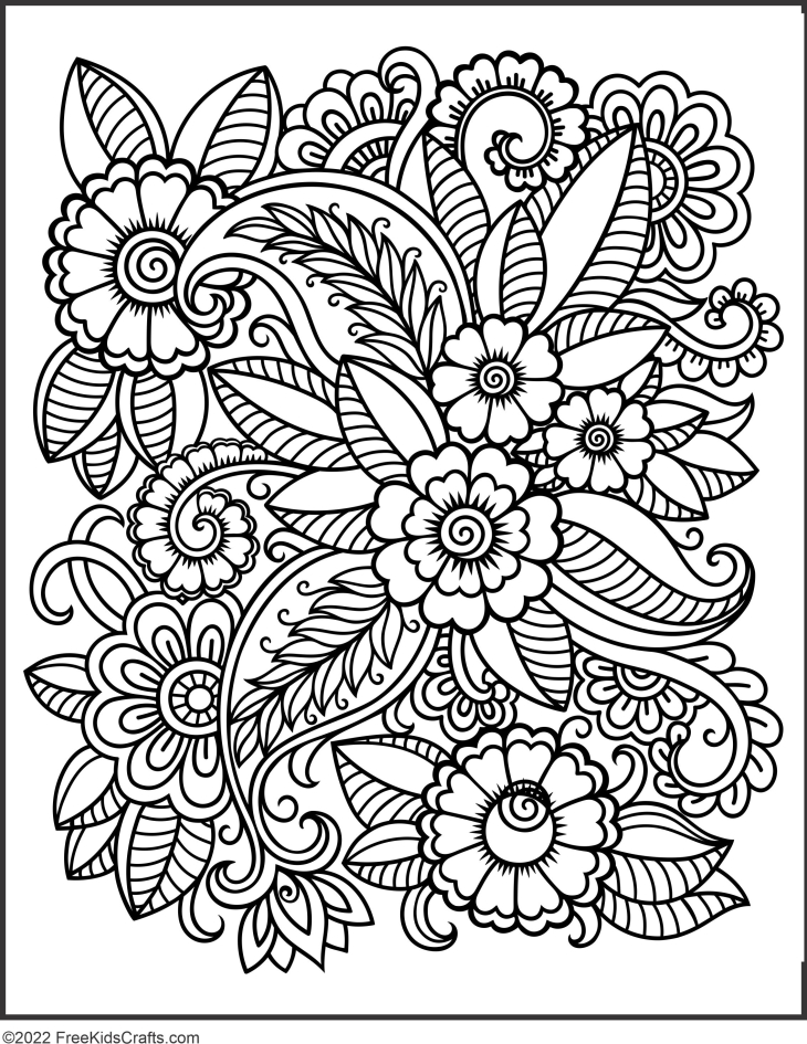 Mehndi Flowers Coloring Pages