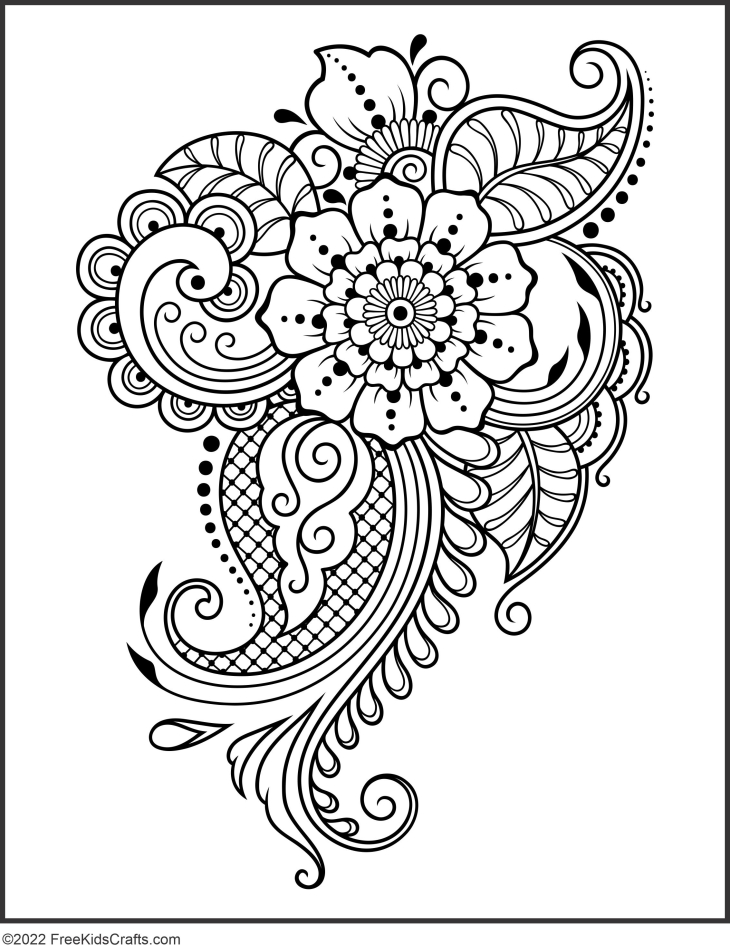 Mehndi Flowers Coloring Pages