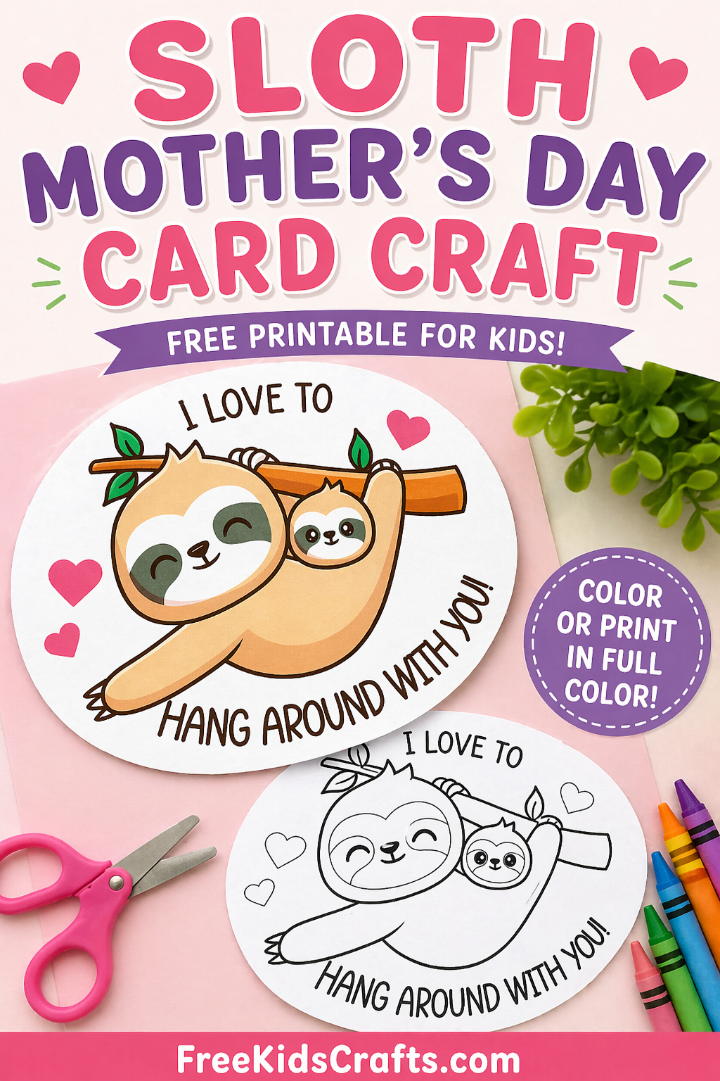 Sloth Mother’s Day Card Craft