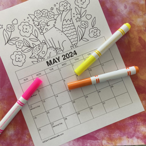 Printable coloring calendar for kids