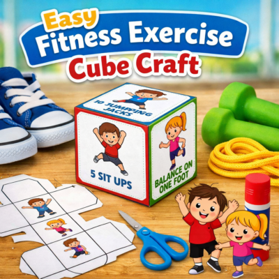 Easy Printable Fitness Exercise Cube Craft