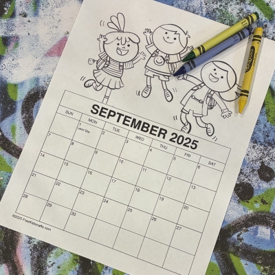 2025 September coloring calendar for kids
