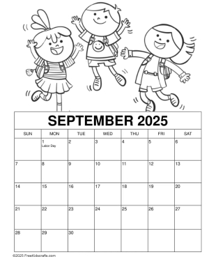 Printable 2025 September coloring calendar