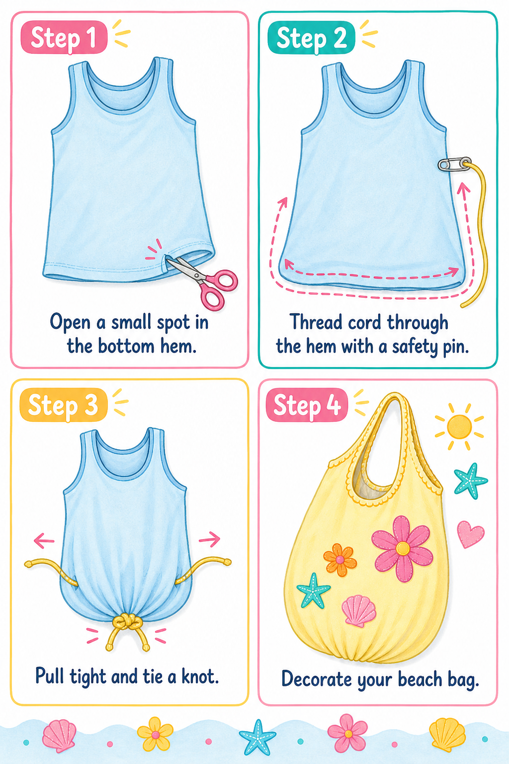 How to transform a tank top into a beach bag

