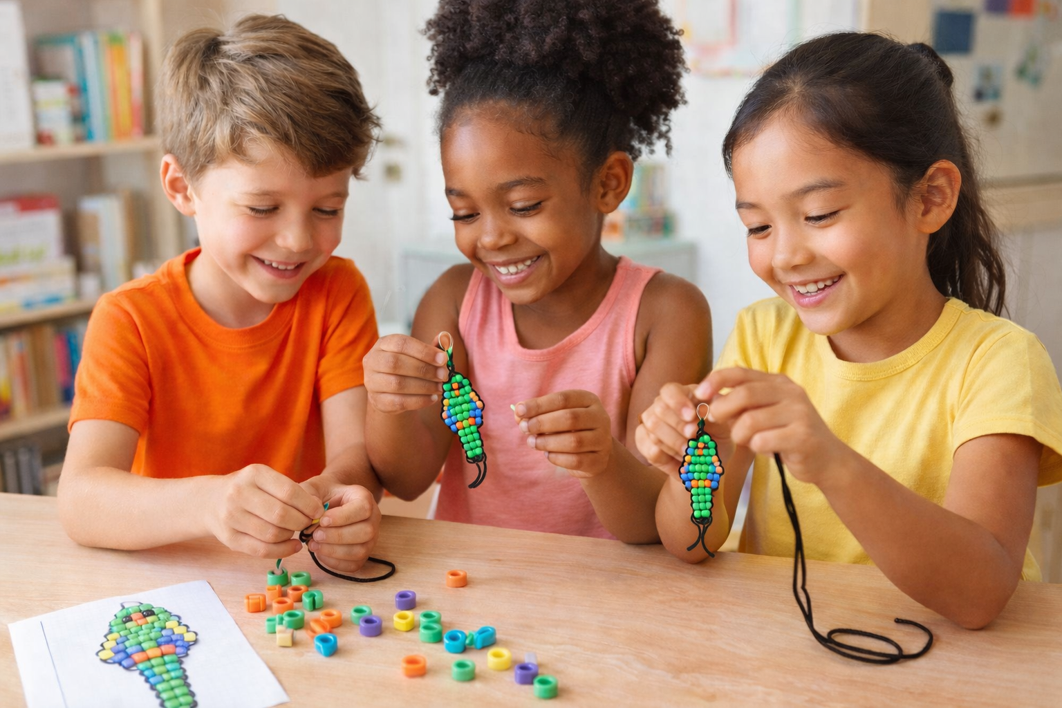 Creative moments with colorful keychains kids are making