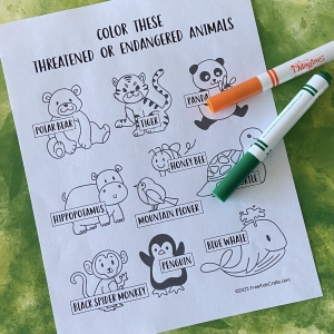 Endangered animals coloring page