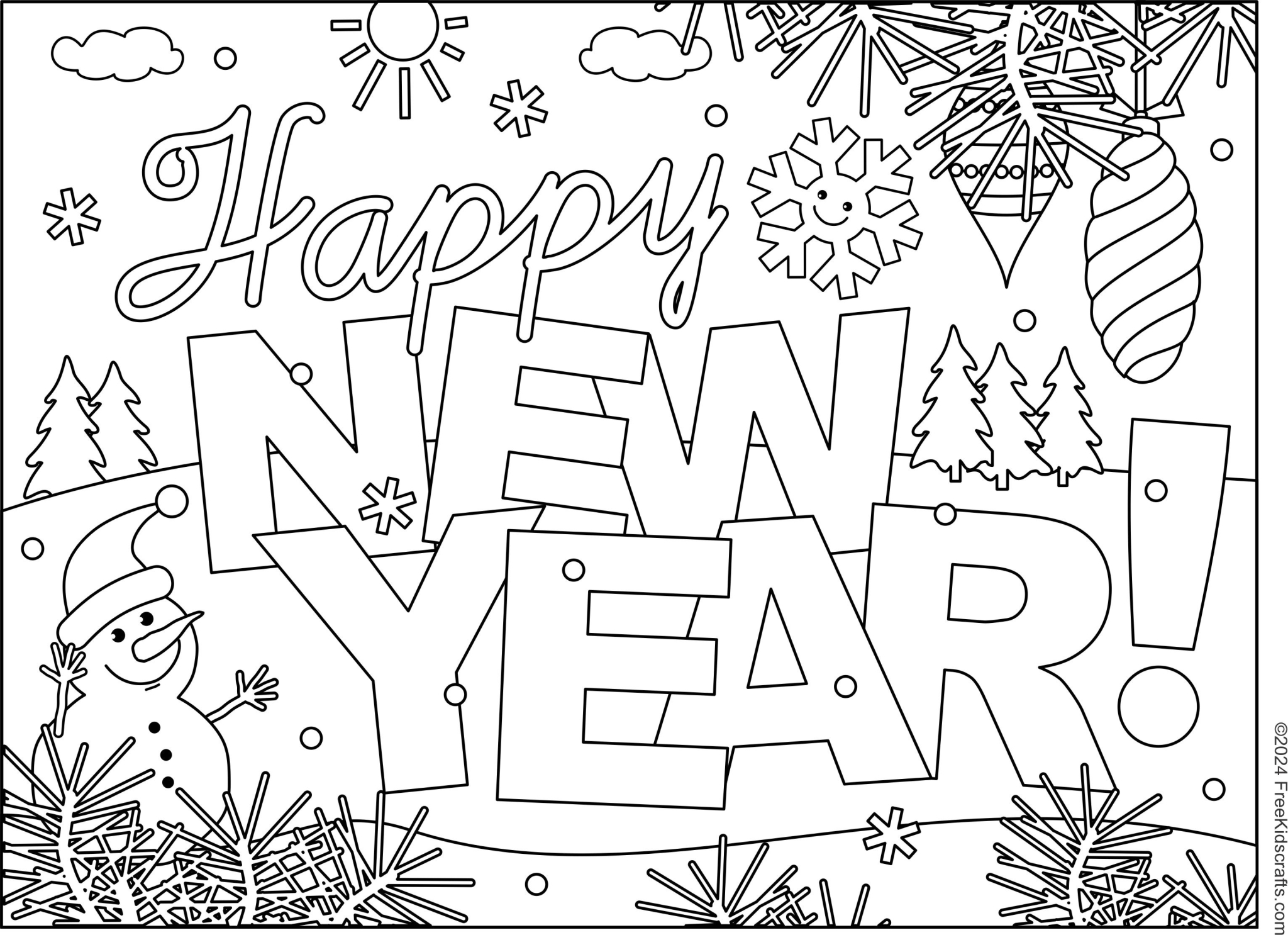 Printable New Year's Coloring Pages