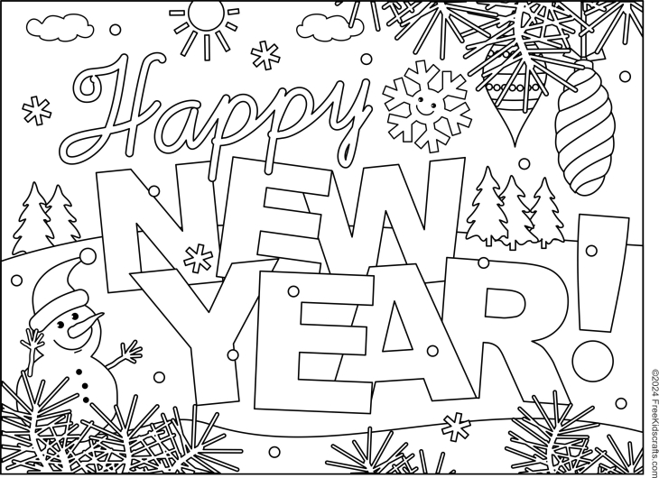 Printable New Year's Coloring Pages