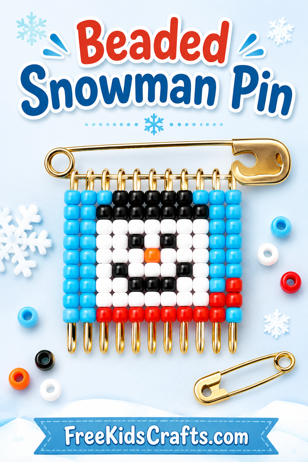 Beaded Snowman Pin