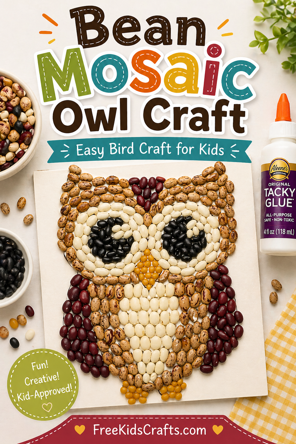 Bean Mosaic Owl Craft
