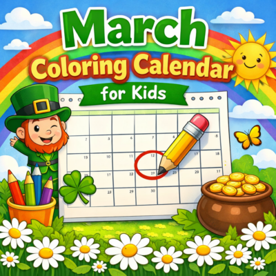 Printable March Coloring Calendar