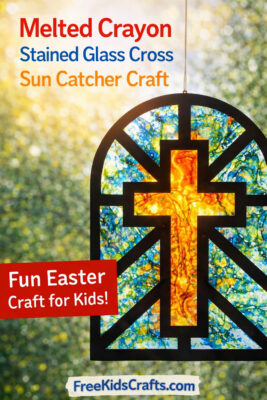 Melted Crayon Stained Glass Cross Sun Catcher Craft