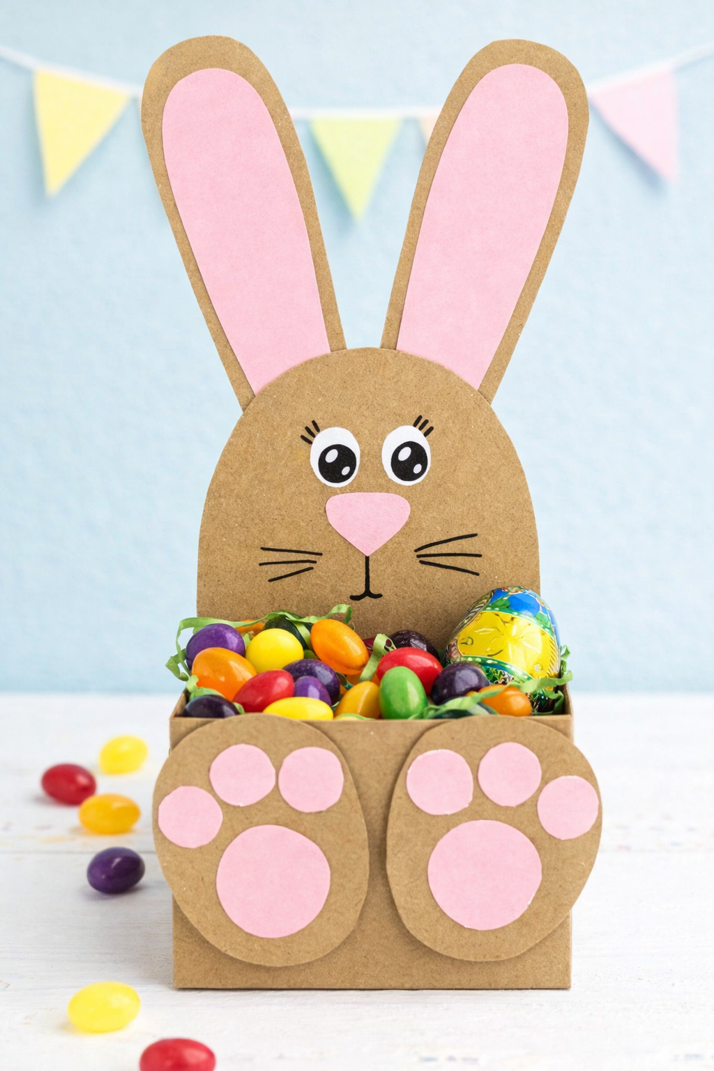 easter bunny box filled with candy