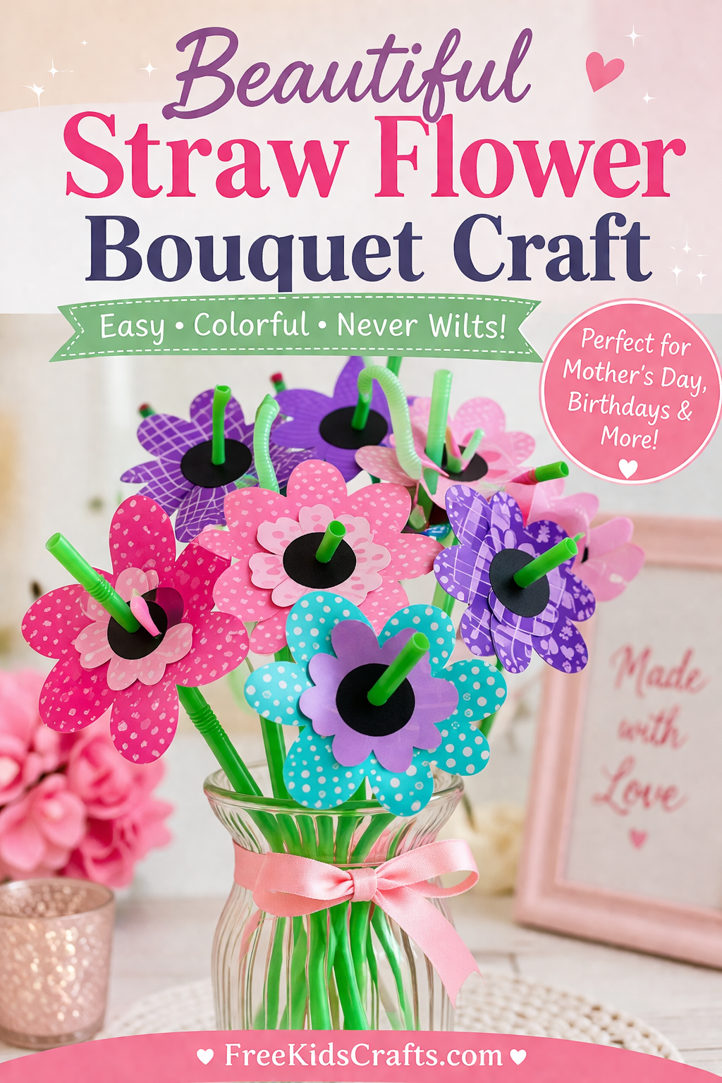 Beautiful Straw Flower Bouquet Craft