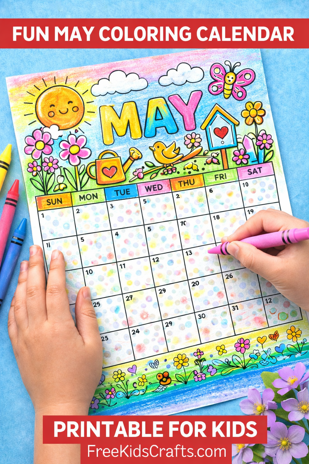 Printable May Coloring Calendar
