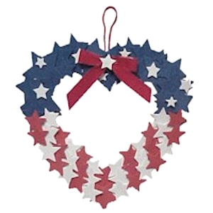 Heart shaped patriotic wreath for kids to make