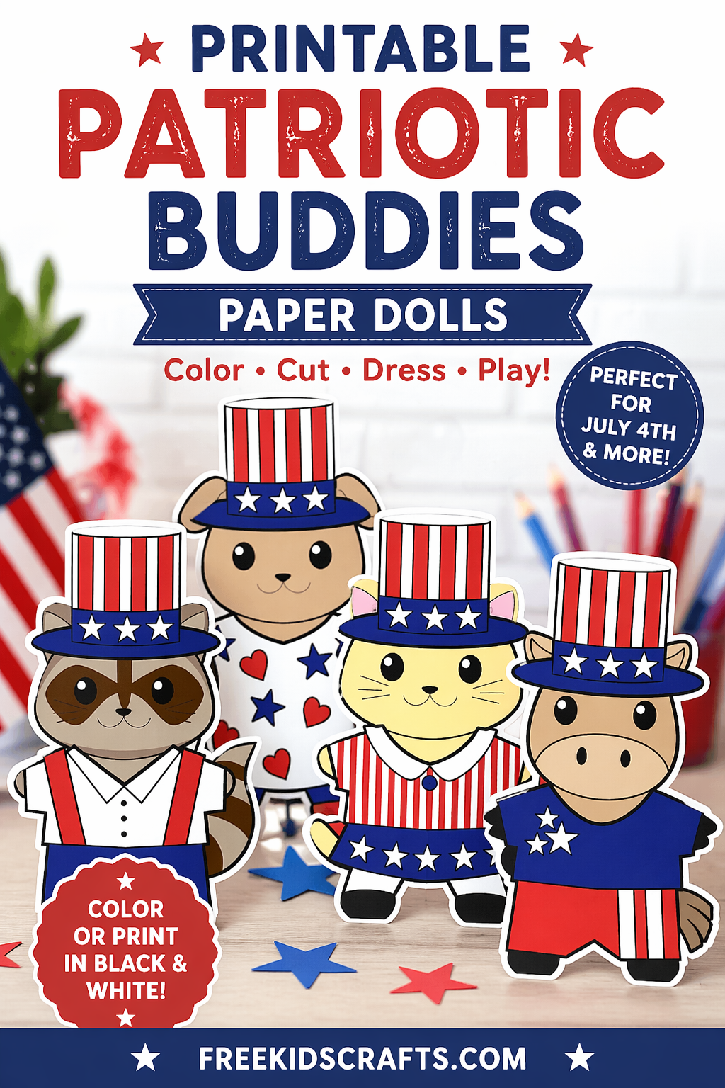 Printable Patriotic Buddies Paper Dolls