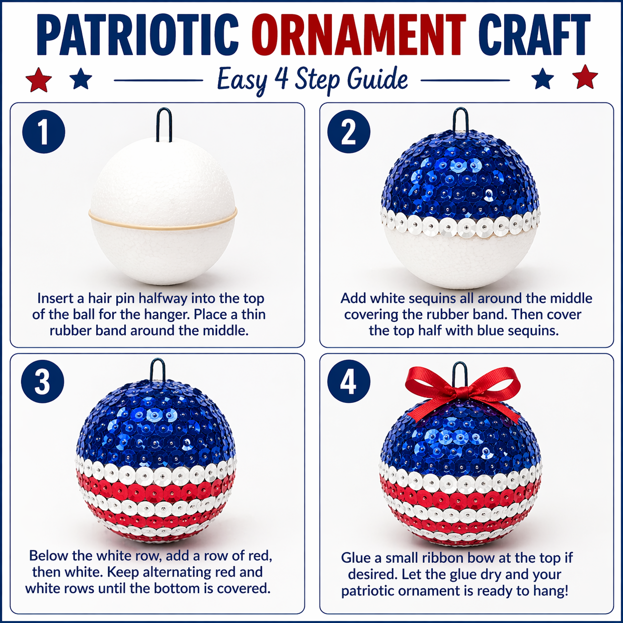 Patriotic ornament craft guide

