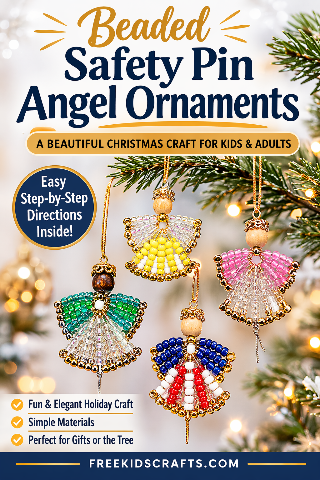 Beaded Safety Pin Angel Ornaments