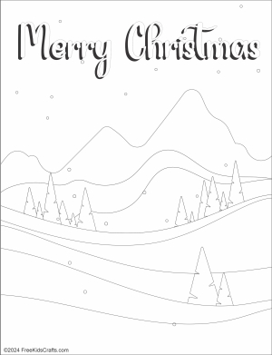 Black and white Merry Christmas tree background for coloring