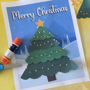 Cut and Paste Merry Christmas craft for kids