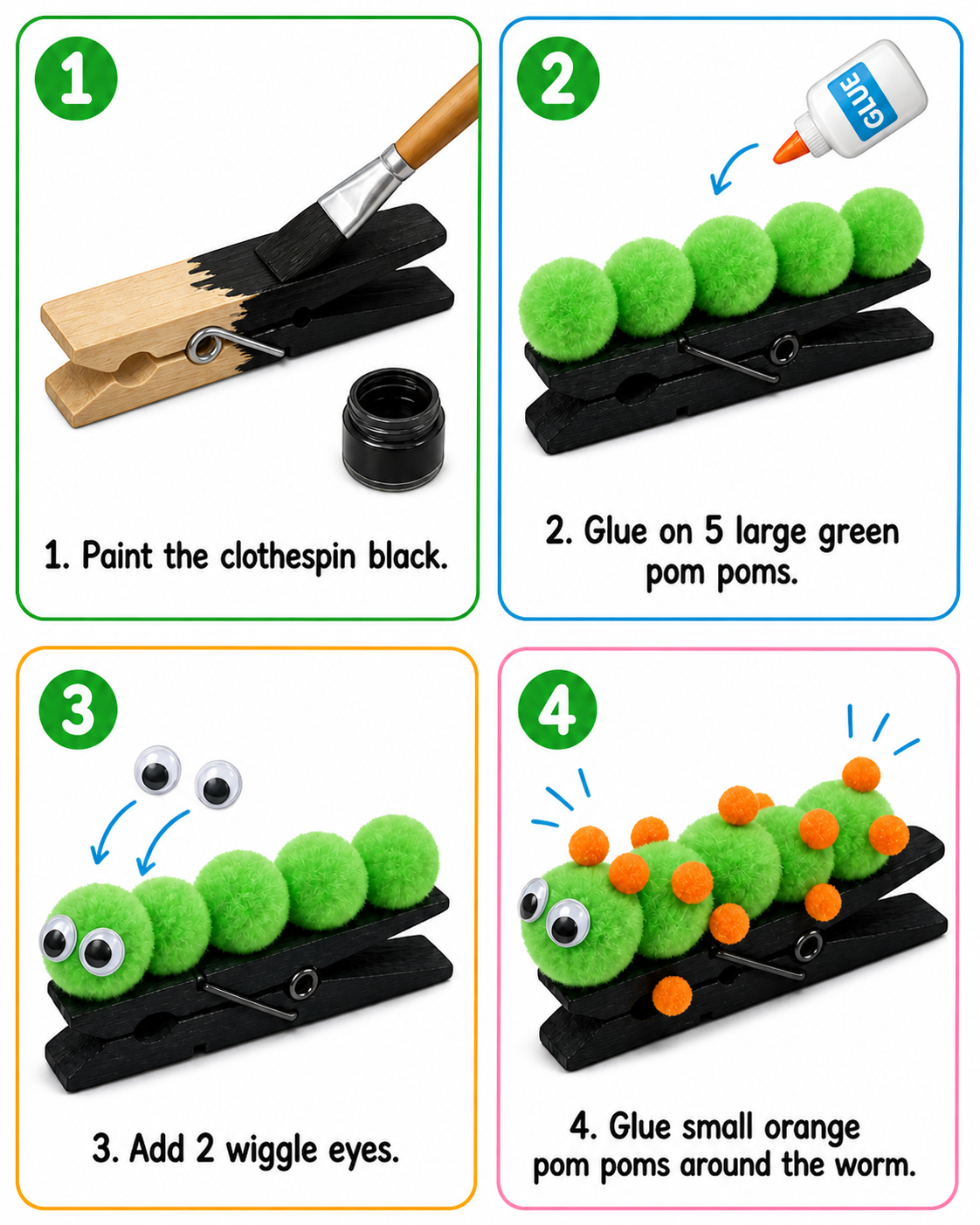 How to make a pom pom caterpillar

