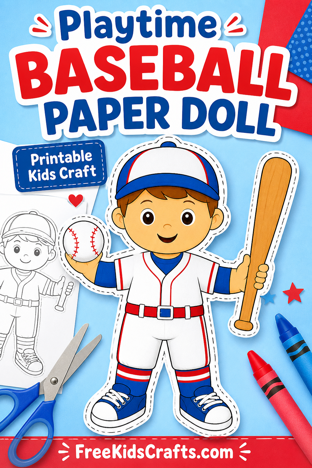 Playtime Baseball Paper Doll