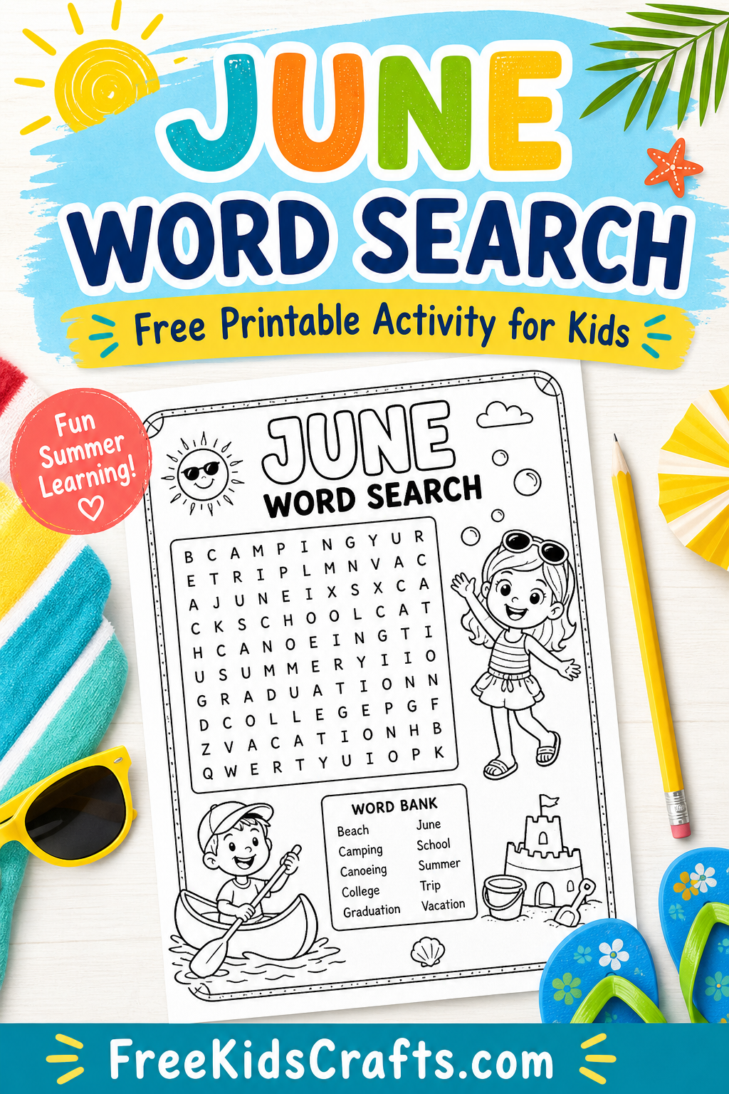 June Word Search (+bonus coloring page)