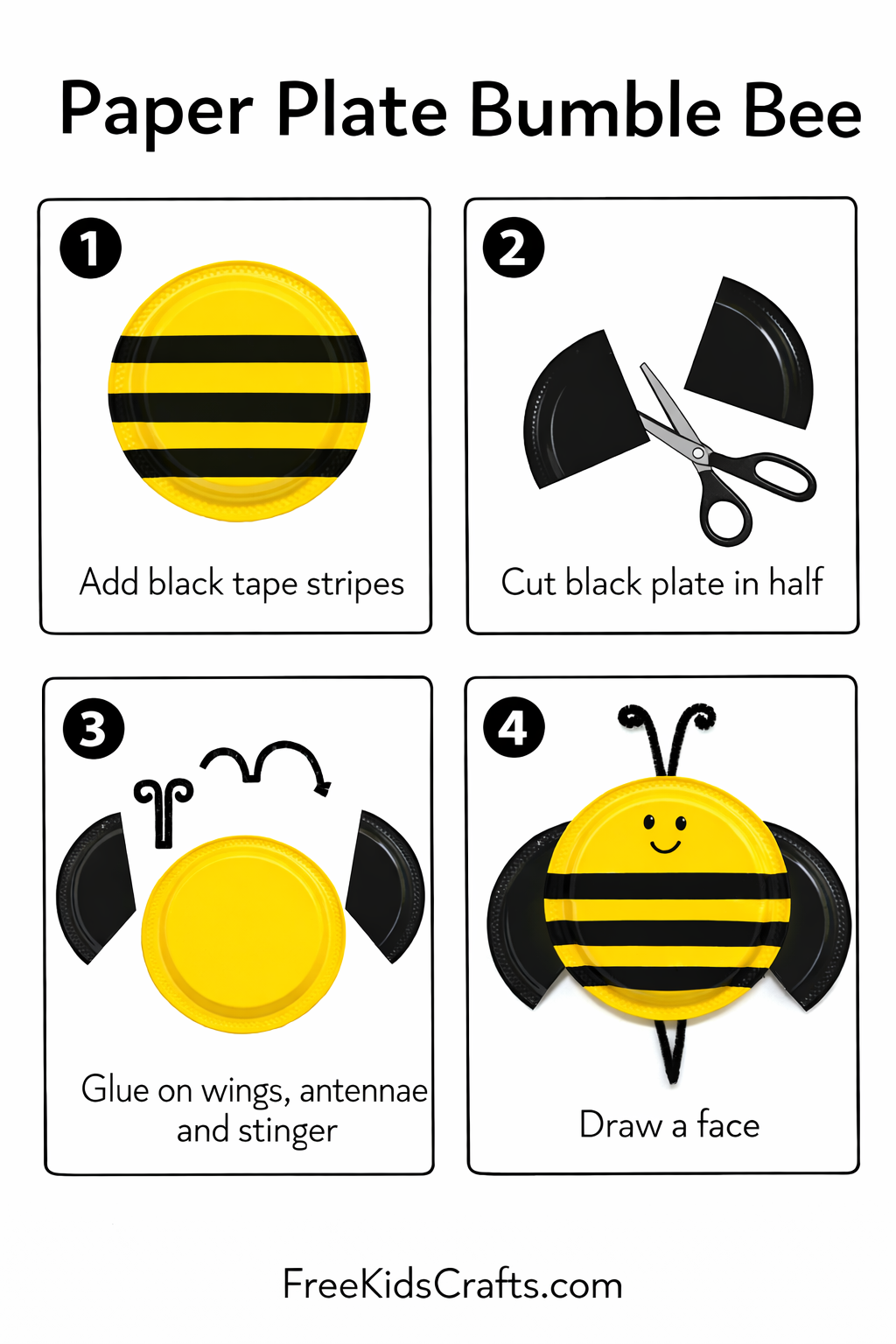 Paper plate bumble bee craft guide