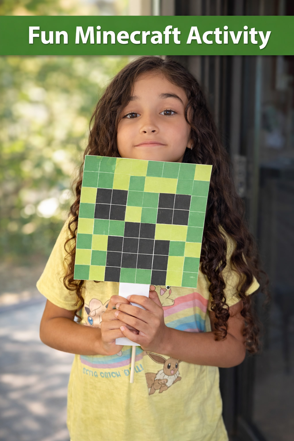 girl holding minecraft activity craft