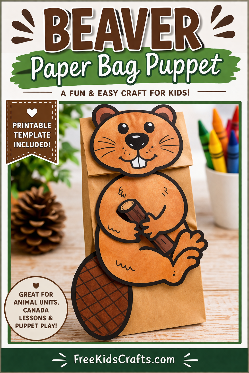 Beaver Paper Bag Puppet