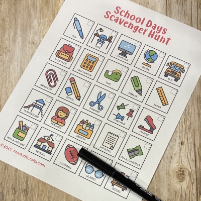 Fun School Days Scavenger Hunt Activity