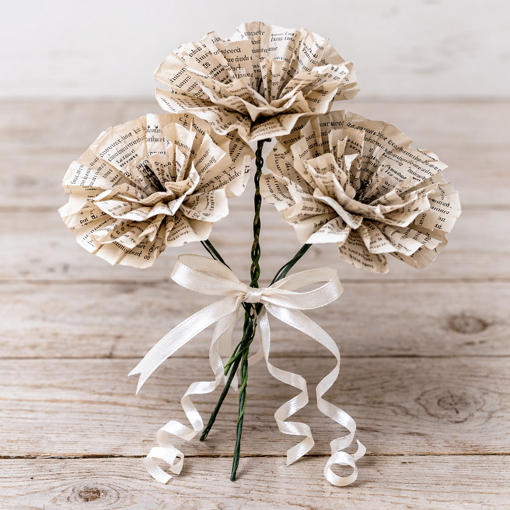 flowers made from book pages