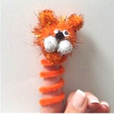 Tiger Finger Puppet for children to make