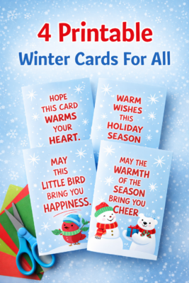4 Printable Winter Cards For All