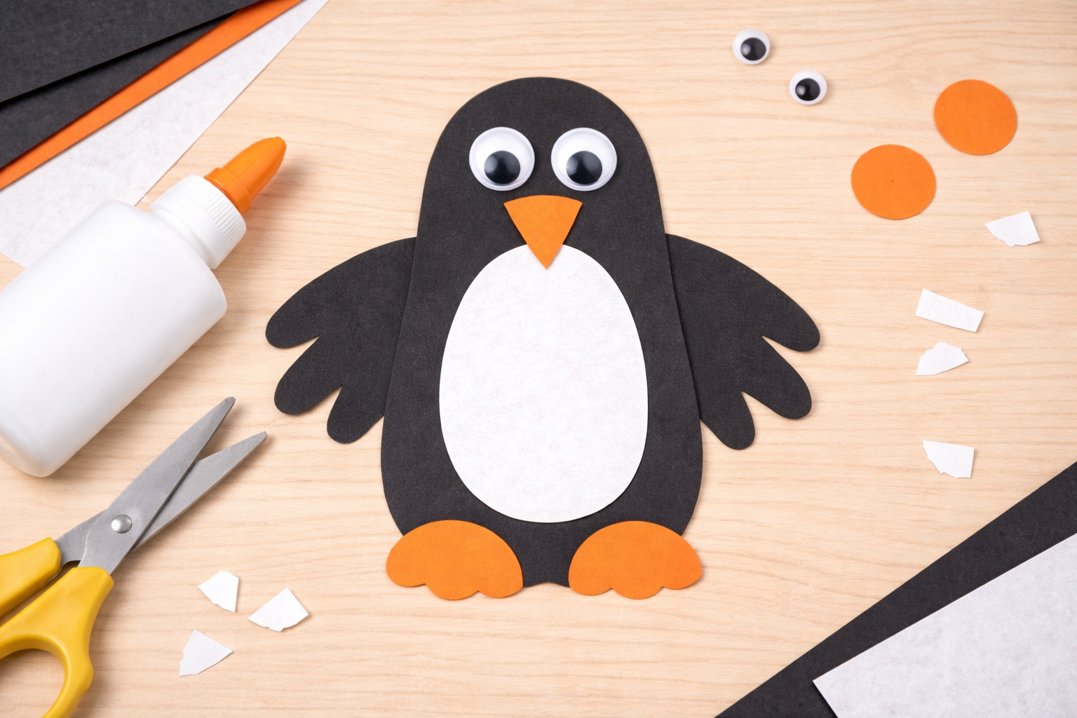 finished penguin paper craft