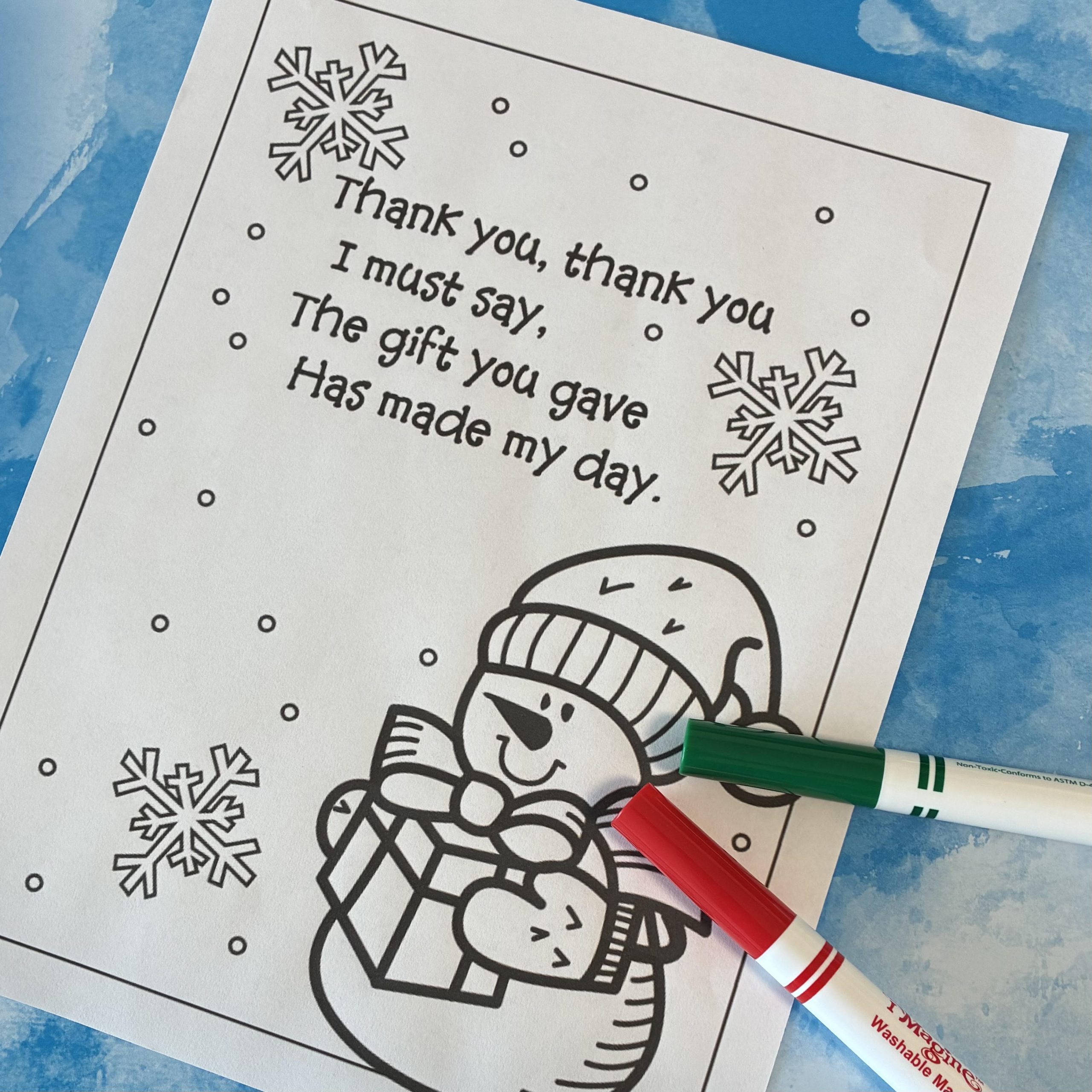 DIY snowman thank you card for kids