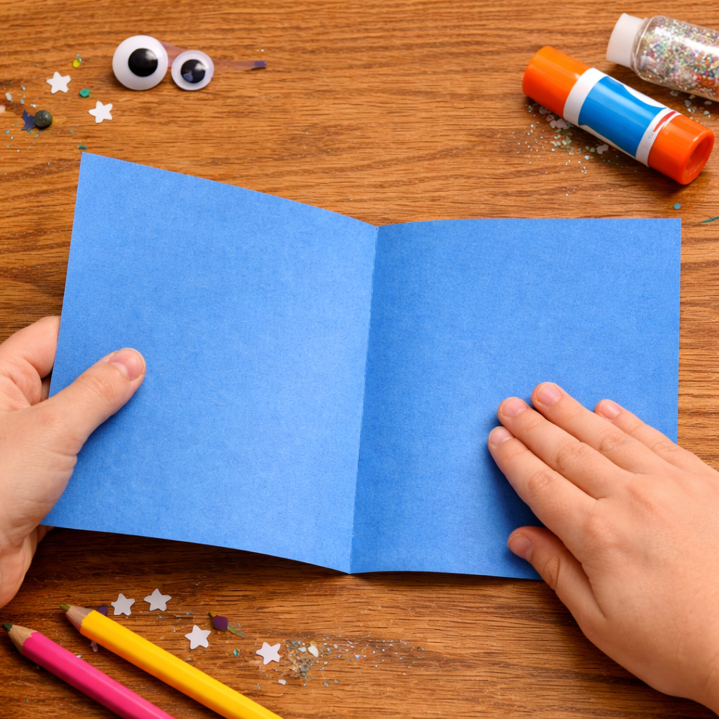 folding a piece of construction paper
