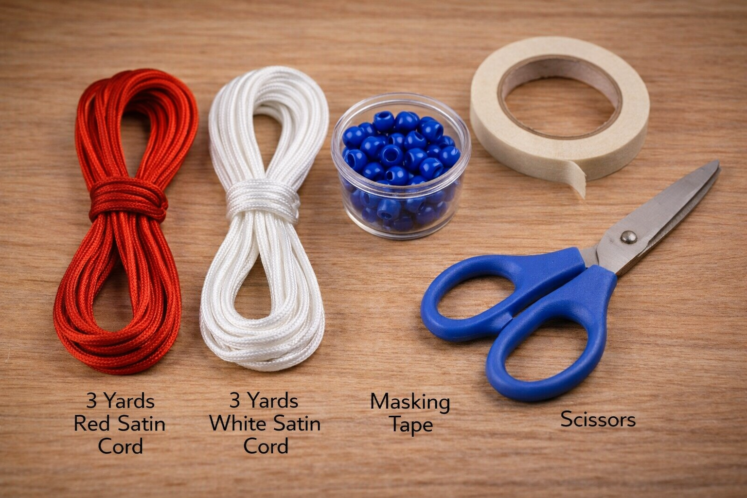 supplies needed for patriotic macrame bracelet
