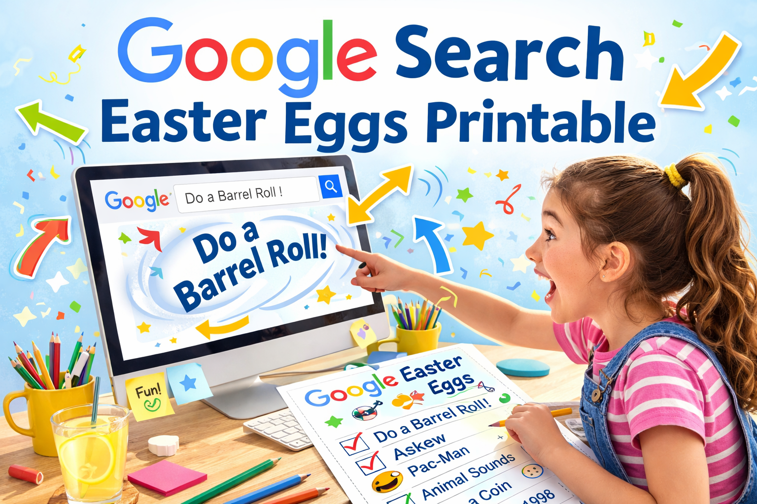 girl searching google for easter eggs