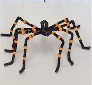 Fun Beaded Halloween Spider made from pipe cleaners and pony beads.