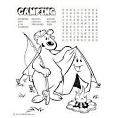 printable camping word search and coloring page