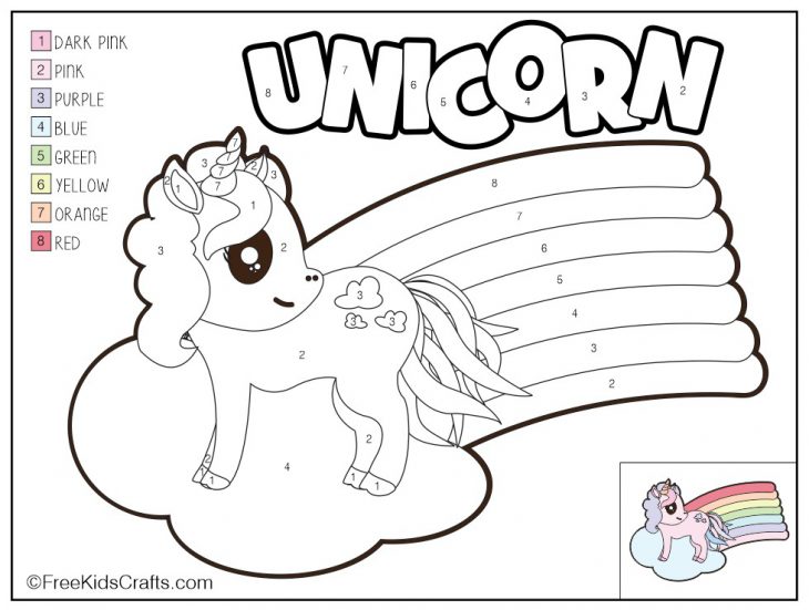 Free Color By Number Unicorn Coloring Page